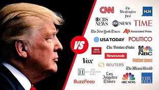 President Donald Trump faces off against independent (fake news) media